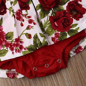 Ropa de Bebé para Verano, Mono de Encaje con Rosas Rojas, Vestido sin Mangas con Flores para Niña, Vestido de Moda para Bebé con Diadema - Product Image 5