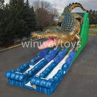 Toboggan gonflable géant Alligator Crocodile 10x4m, structure de jeu commerciale, matériau PVC écologique, certifié CE, garantie 3 ans