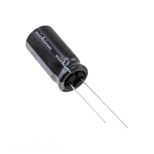 Condensador de Canal de Fabricante CAP ALUM 330UF 20% 63V RADIAL TH de Orificio Pasante UKL1J331MHD 330 uF - Product Image 1