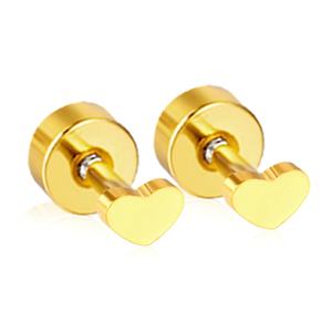 Pendientes de Moda para Niños, Chapados en Oro de 18K, Hipoalergénicos, de Acero Inoxidable, con Forma de Corazón, para Niños - Product Image 1