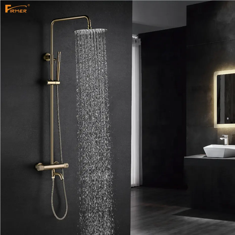 FIRMER NEW design Sanitary Ware high quality gold colour bathroom rain shower faucet set