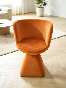 Sillón de Salón Individual Tapizado Moderno y Minimalista con Base de Cono Integrada <span class=keywords><strong>Jaguar</strong></span> Ergonómico en Terciopelo Naranja - Product Image 3