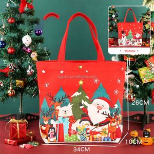 <b>Christmas</b> Customized High Quality Long Rope Zipper Closure Travel Storage Canvas Tote Shopping <b>Bags</b> - Product Image 2