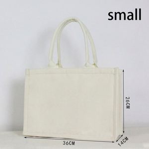Sac fourre-tout en toile de coton bio blanc imprimé pour la plage, vente en gros - Product Image 3