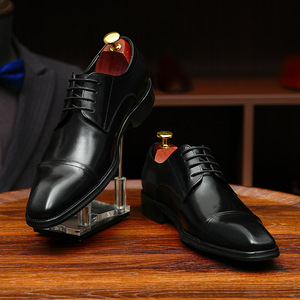 Genuine Leather Men's Oxford Dress Shoes Square Toe Lace-up Formal Business Office Wear All Seasons Solid Color - Product Image 2