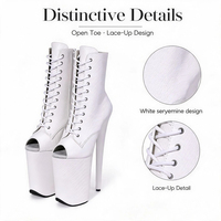 Chaussures de pole dance professionnelles en PU de 9 pouces, motif peau de serpent, bottes à lacets à bout ouvert, adaptées aux spectacles sur scène