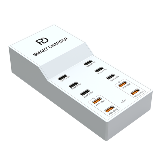 72W 10-Port USB Charger Type C Smart Plug Multiple USB-C Charging Station Power Hub Strip 5V/1A Output for Camera Earphone Use