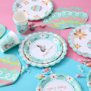 Easter Party Decoration Paper Plate Egg Bunny Easter Theme Party Tableware Paper Plate Set - Product Image 6
