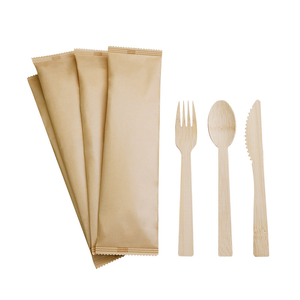 Ensemble de <span class=keywords><strong>couverts</strong></span> jetables en bambou écologique fourchette tranchante cuillère couteau kits de <span class=keywords><strong>couverts</strong></span> biodégradables <span class=keywords><strong>pochette</strong></span> de transport pas d'éclats à emporter - Product Image 1