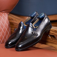 Mocassins en cuir pleine fleur pour hommes, chaussures habillées à boucle, à enfiler, pour le bureau et les occasions formelles, décontractées, pointures 37-48