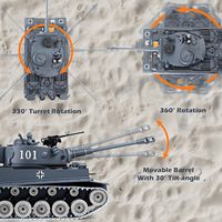 Tank télécommandé DWI Dowellin RC, modèle de char allemand Tiger I en métal alliage à l'échelle 1:18, jouet militaire télécommandé, véhicule RC 2,4 GHz avec fumée et son