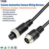 Custom Automotive Camera Wiring Harness GX12 Connector 1-20m Pure Copper Shielded Video Extension Cable for Truck Bus Monitoring