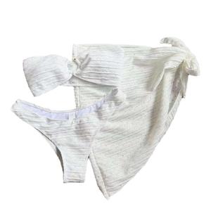Nouvel ensemble trois pièces style bandeau : haut tube uni, jupe et <span class=keywords><strong>bikini</strong></span> avec découpes - Product Image 5