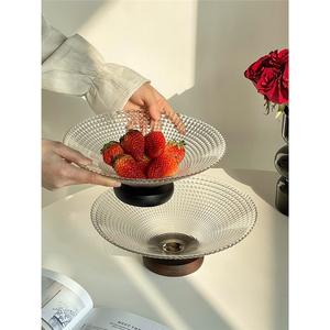 Plateau à fruits en verre avec support, taille standard, style simple, pour table basse, usage domestique, plateau décoratif de luxe léger - Product Image 1