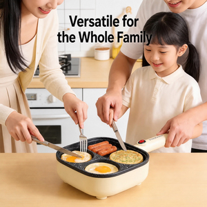 Sartén Eléctrica 3 en 1 Antiadherente de Metal para Desayuno, Sartén Antiadherente con Divisiones para Cocinar el Desayuno Diario - Product Image 3