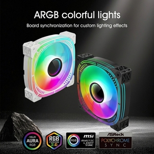 Ventilateur de boîtier ARGB 120 mm, ventilateurs de boîtier d'ordinateur silencieux PWM, refroidissement haute performance, ventilateur <span class=keywords><strong>CPU</strong></span> pour boîtier d'ordinateur - Product Image 4