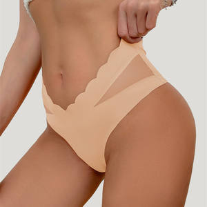 女式透气冰丝波浪边设计中腰薄型内裤高品质女士纯色无缝波浪剪裁内衣 - Product Image 6