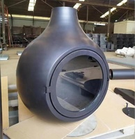 Cheminée suspendue en acier au carbone de style moderne noir avec porte en verre, personnalisable en usine LFSS, pour intérieur