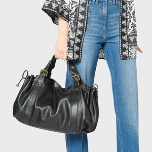 Bolso Boston de mezclilla de corte de bota y cintura alta para mujer, casual, de color liso, suave, tipo bandolera/tote - Product Image 1