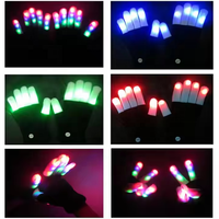 Sarung Tangan LED Custom Logo OEM Hitam Telapak Tangan Putih Jari Bercahaya dengan 15 LED Berwarna dan 6 Mode untuk Pertunjukan Panggung, Pesta, dan Acara