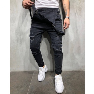 New Arrival Wholesale <b>Mens</b> Streetwear Ripped Jeans <b>Overalls</b> Fashion <b>Mens</b> Full Length Slim Fit <b>Denim</b> Jumpsuit - Product Image 4