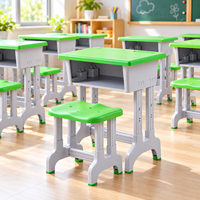 Ensemble Chaise et Bureau Scolaire pour Étudiants, Mobilier de Classe en PP, Tabouret Incurvé à Hauteur Fixe pour Importateurs (Vente en Gros)