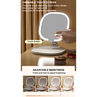 Miroir de maquillage LED rechargeable personnalisable pour voyage, éclairage 3 couleurs, réglage multi-angles, miroir cosmétique pliable de table