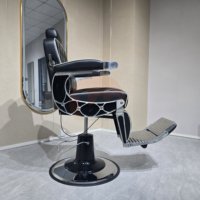 Fauteuil de barbier moderne professionnel avec cadre chromé, rembourrage en diamant et système hydraulique inclinable