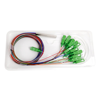 Splitter tabung serat optik 0.9mm, 1X4 1X8 1X16 Mini Plc Splitter SC/APC 1x2 G657A1LSZH Optical Fiber Splitter