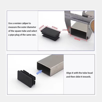 Embout de tube rectangulaire en PE, bouchon en plastique à enfoncer pour la protection des tubes en acier, en stock