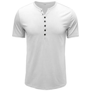 Camiseta deportiva de manga corta Henley para hombre, camiseta de color sólido de estilo europeo y americano, <span class=keywords><strong>ropa</strong></span> superior - Product Image 6