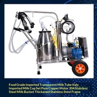 Nouvelle Pompe à Vide Mobile Industrielle, Machine à Traire Monocylindre à Piston à Quatre Têtes pour Vaches, Moutons, Chameaux