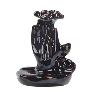Large Handmade Ceramics Buddha Hand Waterfall Incense Burner, Backflow Incense Burner,Incense Burner Holder