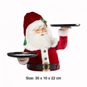Support à collations en forme de sapin de Noël à 2 niveaux, en résine durable, support à desserts Père Noël 30x30x30cm pour la décoration de table festive des fêtes - Product Image 6