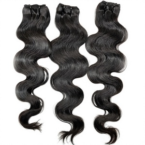 ผมมนุษย์แบบ Body Wave ที่ยังไม่ผ่านกระบวนการ 3 ชิ้น แบบเย็บด้วยเครื่องจักรสองชั้น เกล็ดผมเรียงตัวกันอย่างดี ผมเวอร์จิ้นสำหรับต่อผม - Product Image 1