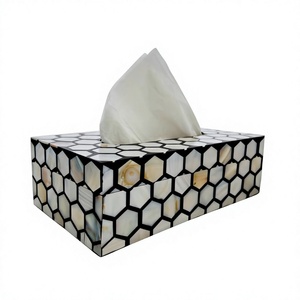 Porte-mouchoirs en nacre incrustée de perles royales, boîte en mosaïque de nacre faite à la main de qualité supérieure avec design personnalisé pour les intérieurs modernes - Product Image 1