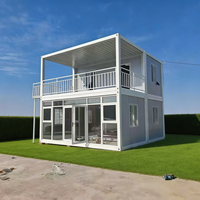 Maison préfabriquée à double étage, bureau portable, villa résidentielle avec grandes fenêtres