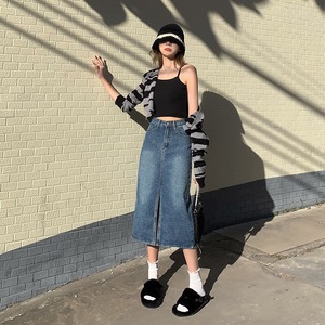 2026 Women Jeans <b>Skirt</b> High Quality Denim <b>Skirt</b> Sexy High Waist Slimming Explosive Slit <b>Wrap</b> Hip Midi Jeans <b>Skirt</b> - Product Image 3