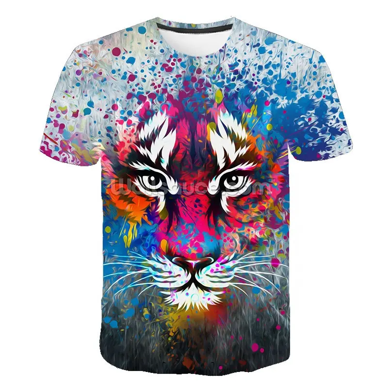 XXS-6XL Plus Size Fashion Animal Design Korte Mouw Tattoo Over 3d Digital Print T-shirts Met Tijger Patroon