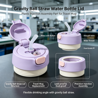 Bouchon de bouteille d'eau à paille à bille lestée personnalisé, sans BPA, conforme FDA, en PP, avec couvercle anti-poussière rabattable, étanche IPX8, à filetage large, pour articles de boisson