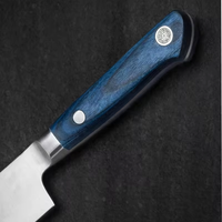 Couteau de chef Telstar CK-587 en acier inoxydable AUS8 Kiritsuke avec manche en bois de Pakka bleu pleine longueur, dureté 59-60HRC, écologique