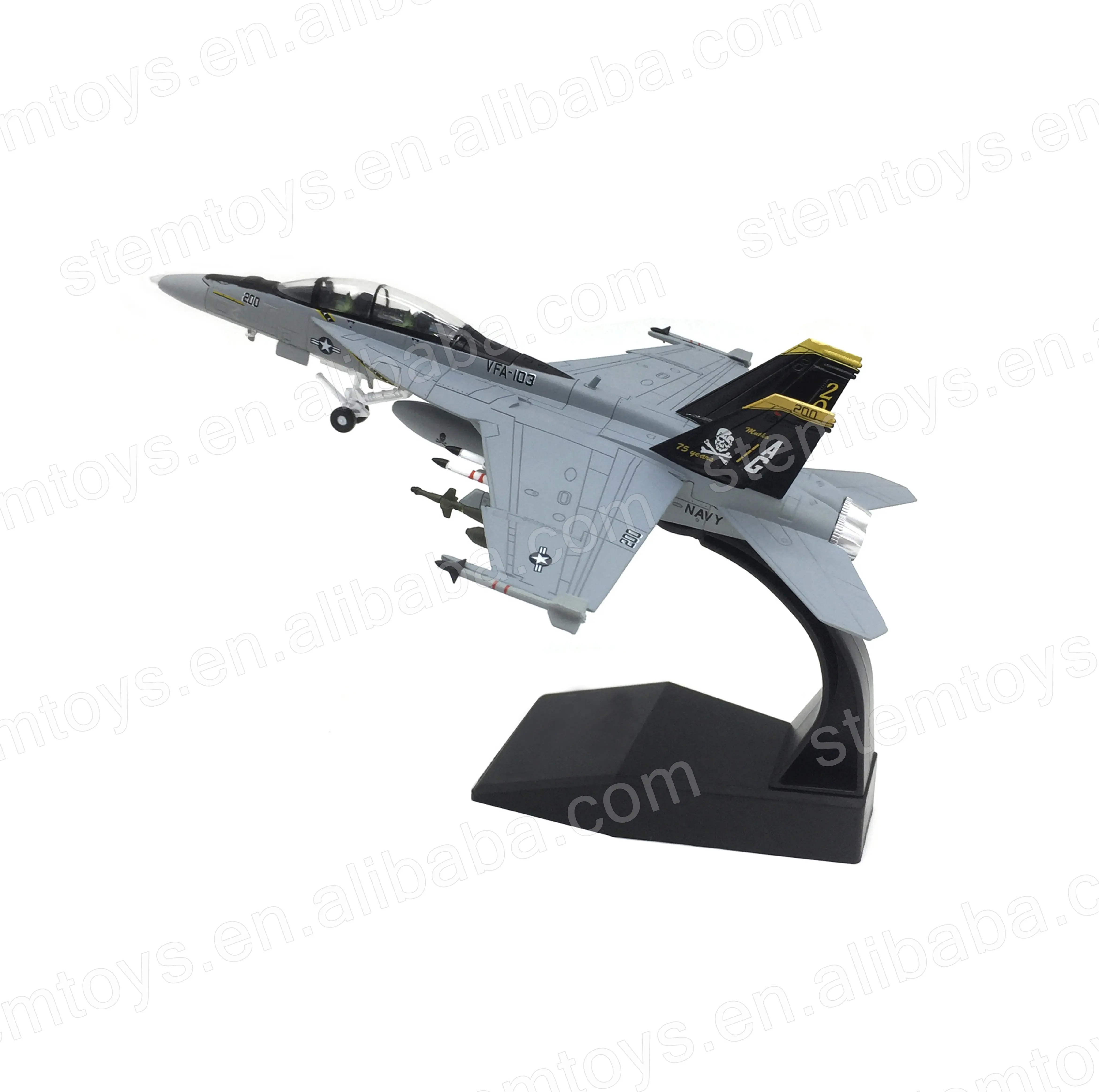 1:100 F-18B EUA Hornet Strike Fighter Modelo Diecast Aviões Militares Modelo De Metal Avião com Suporte para Fãs Militares Gif