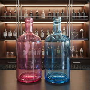 Botella de Vidrio Personalizada para Ginebra, Whisky, Vodka, Aceite de Oliva y Agua, en <span class=keywords><strong>Azul</strong></span>, Rosa, Blanco, Transparente, Negro Mate, de 500 ml, 750 ml y 1000 ml - Product Image 1