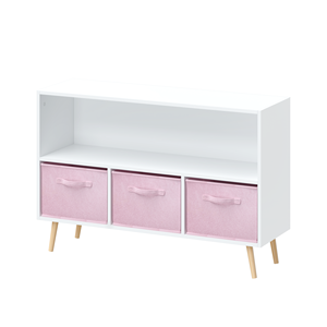 Organiseur de rangement pour enfants en bois <span class=keywords><strong>à</strong></span> 3 tiroirs avec bacs en tissu pliables, <span class=keywords><strong>bibliothèque</strong></span> et <span class=keywords><strong>coffre</strong></span> <span class=keywords><strong>à</strong></span> jouets pour salle de jeux - Product Image 5