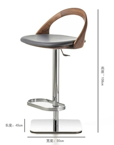 Silla de Barra Alta de Cuero Moderna de Lujo Escandinavo con Base de Acero Inoxidable para <span class=keywords><strong>Bar</strong></span> en Casa y Comedor - Product Image 6