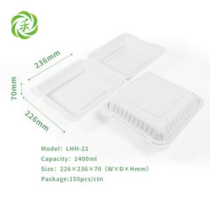 Boîte à lunch moderne de style américain en amidon de maïs biodégradable, chauffable, jetable, pour la restauration à emporter, pour la conservation des <span class=keywords><strong>bento</strong></span> - Product Image 2