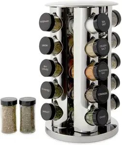 Roterende Kruidenrek Potten Kruiden Organizer Keuken Rack Spice Set Revolving Rvs Spice Organisator