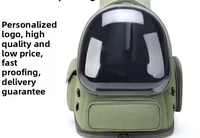 Mochila de Transporte para Mascotas, Diseño Astronauta en Beige y Azul Claro, con Ventilación Lateral, Plegable, Portátil, para Viajes al Aire Libre, para Gatitos y Cachorros