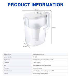 Plusieurs volumes, enlever le chlore, 10 tasse, fabricant vend directement, pichet filtre à eau au charbon actif - Product Image 3