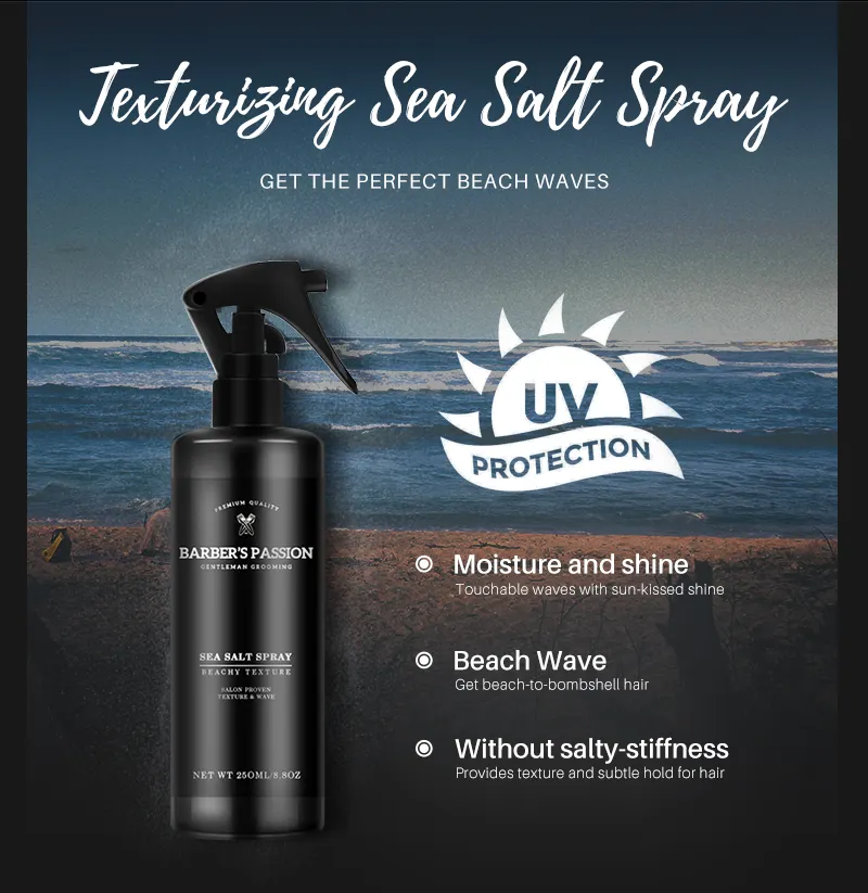 Spray de peinado de sal marina de fijación fuerte para cabello seco natural, Etiqueta Privada